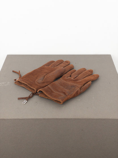 Balmain by Decarnin 2010s Suede Leather Biker Gloves