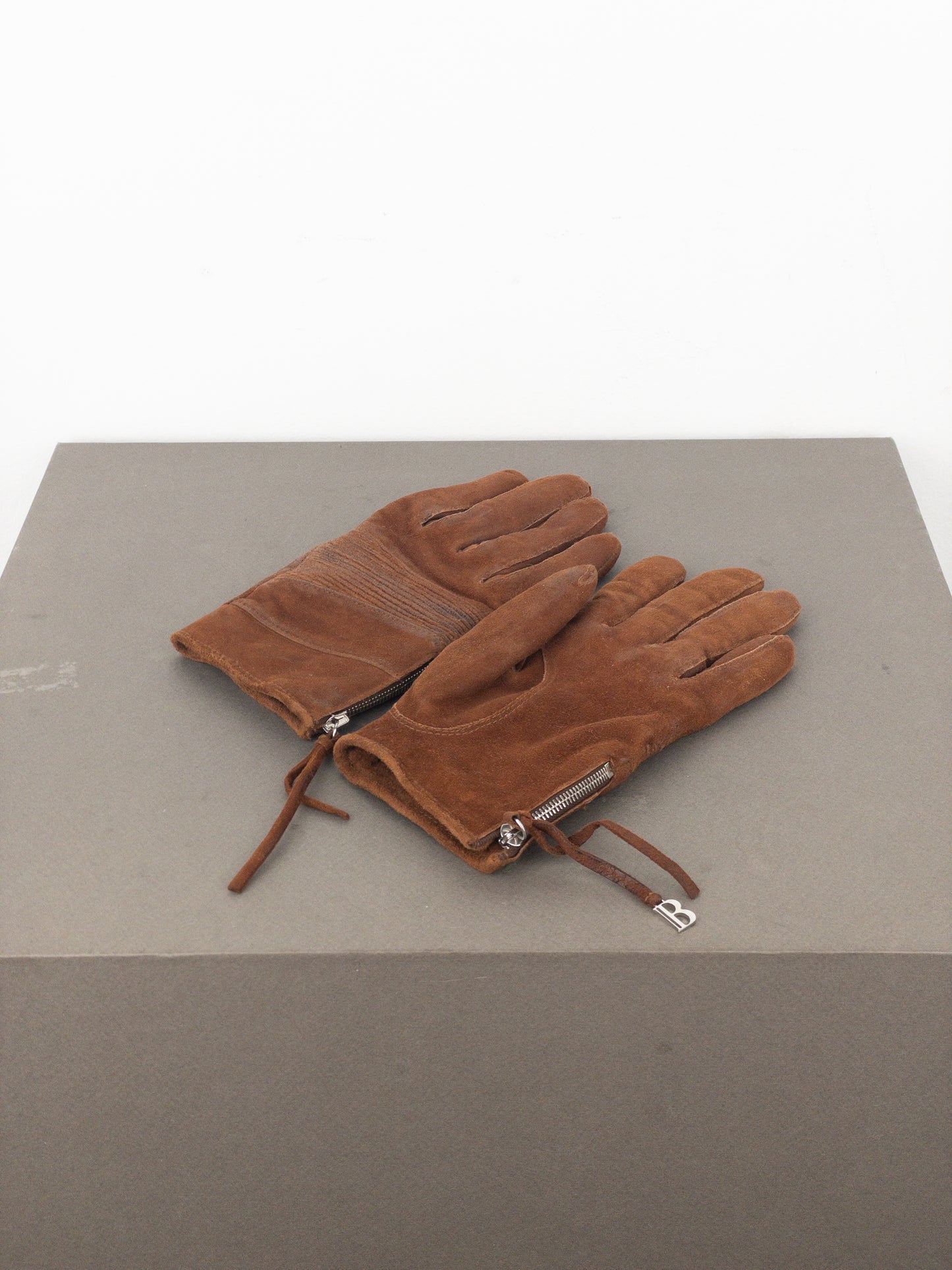 Balmain by Decarnin 2010s Suede Leather Biker Gloves