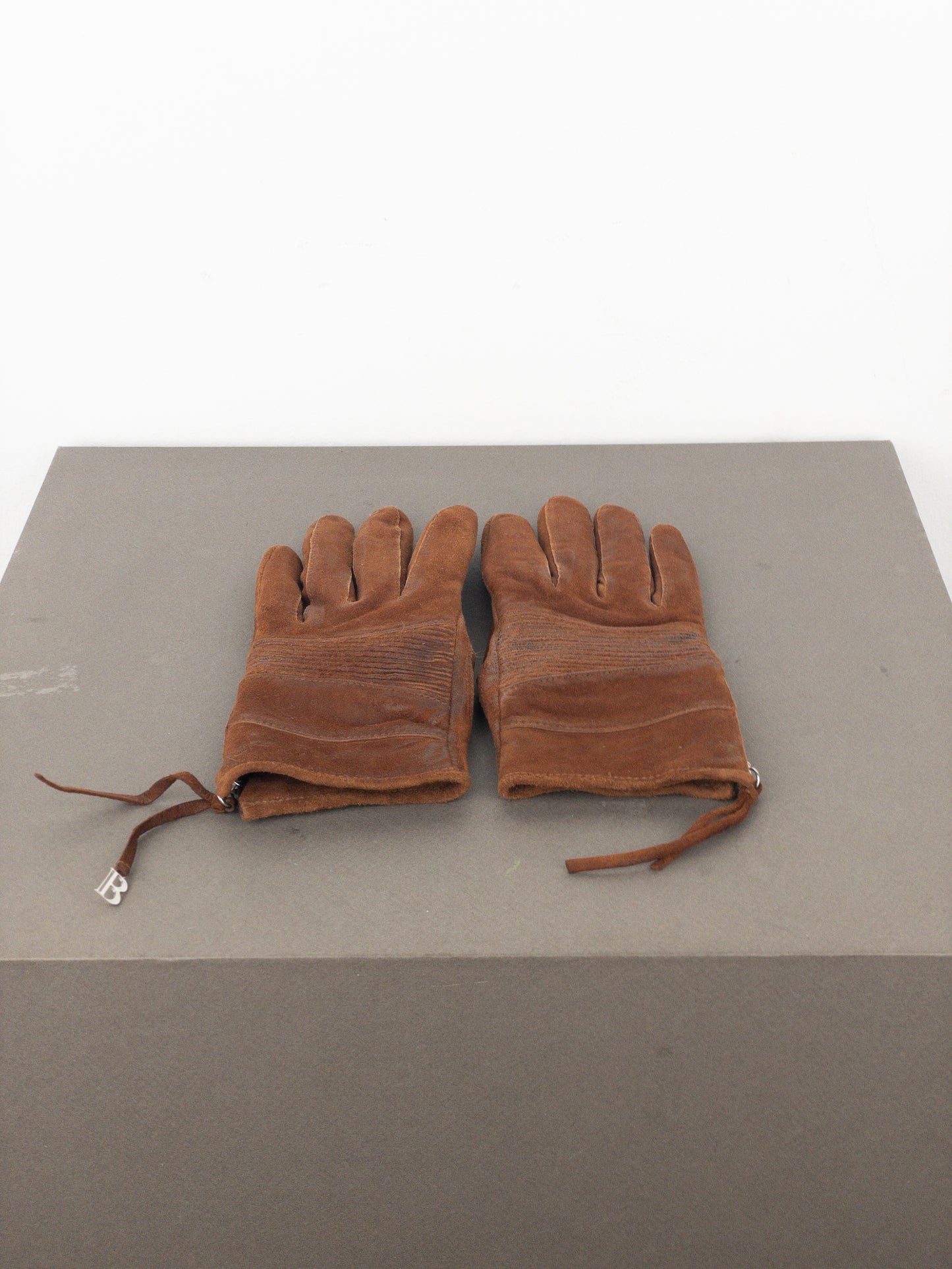 Balmain by Decarnin 2010s Suede Leather Biker Gloves