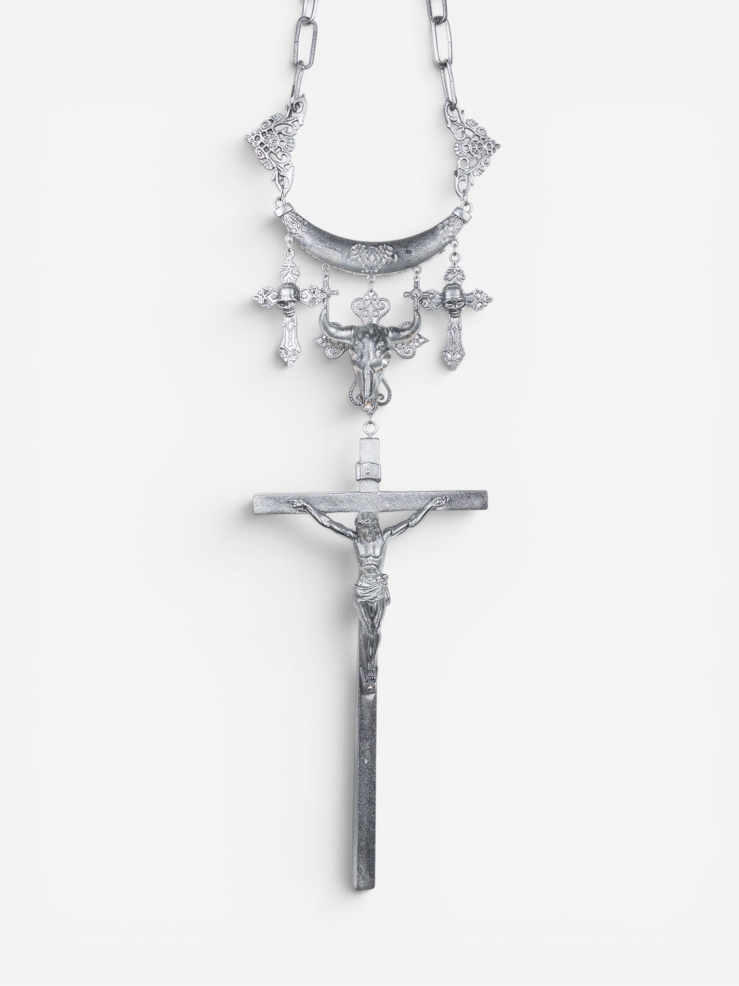 Jean Paul Gaultier AW94 Sample Oversized Cross Bullhead Necklace