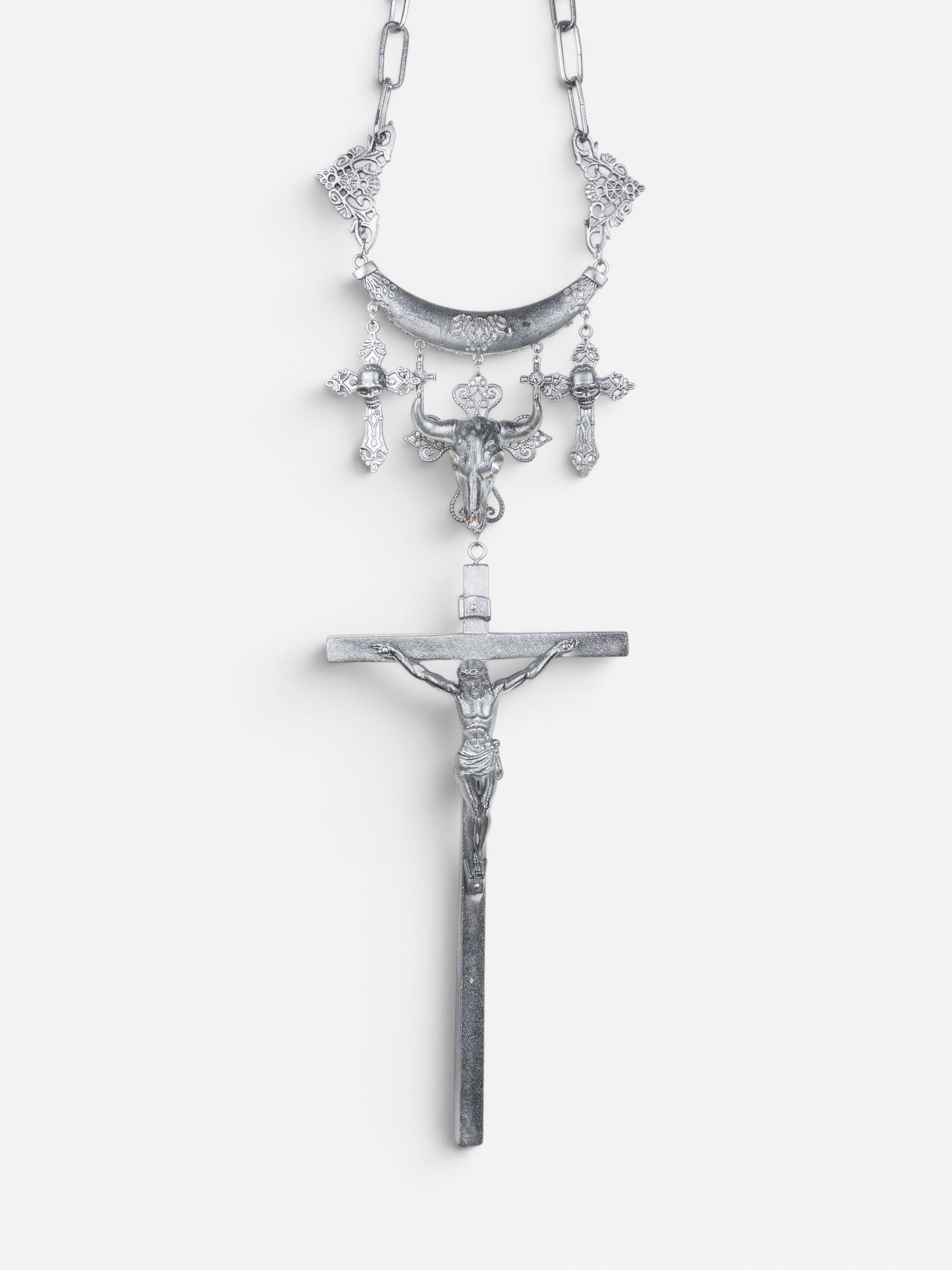 Jean Paul Gaultier AW94 Sample Oversized Cross Bullhead Necklace