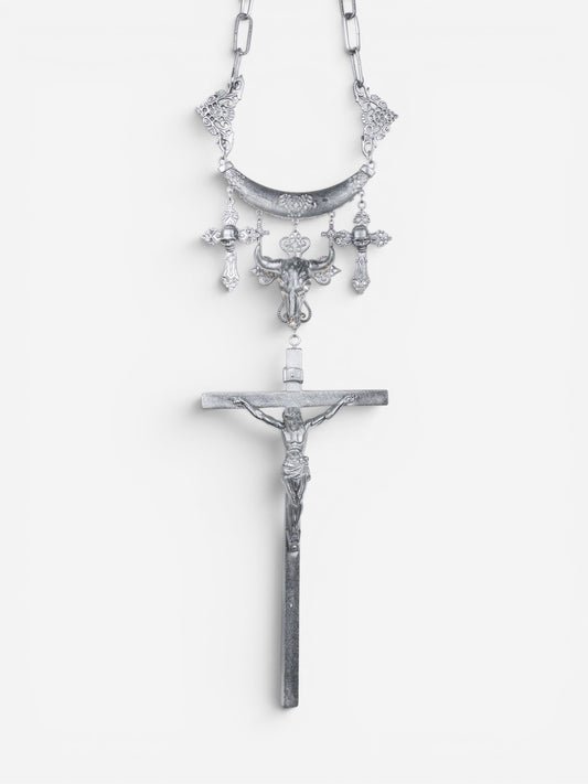 Jean Paul Gaultier AW94 Sample Oversized Cross Bullhead Necklace