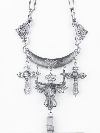 Jean Paul Gaultier AW94 Sample Oversized Cross Bullhead Necklace