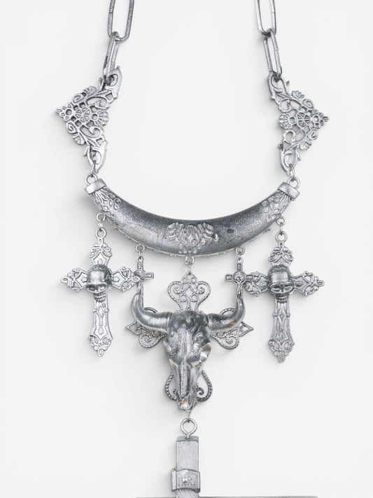 Jean Paul Gaultier AW94 Sample Oversized Cross Bullhead Necklace – photo 5