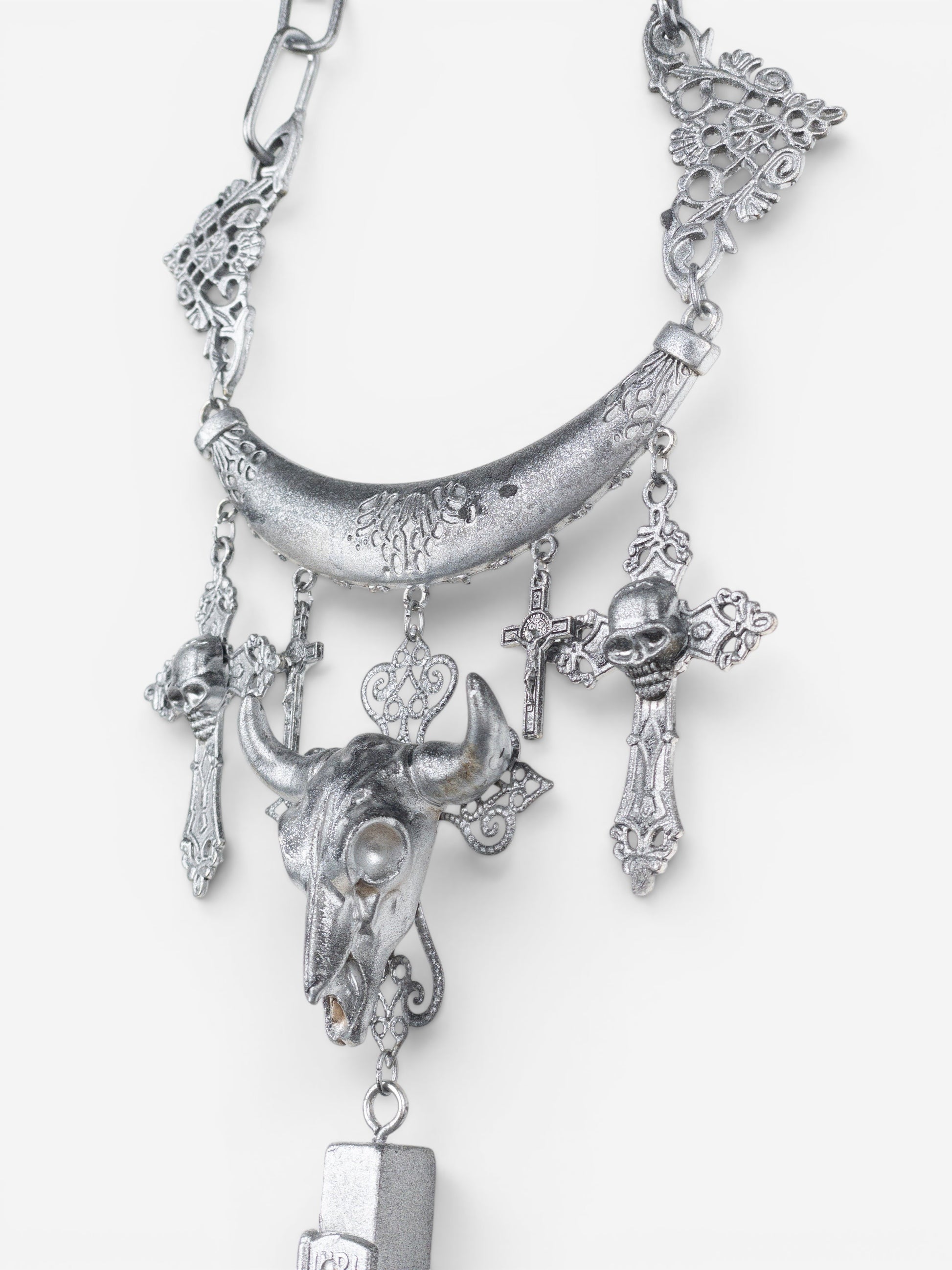Jean Paul Gaultier AW94 Sample Oversized Cross Bullhead Necklace – photo 3