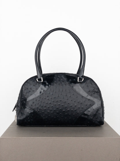 Prada SS00 Ostrich Leather Bowling Shoulder Bag