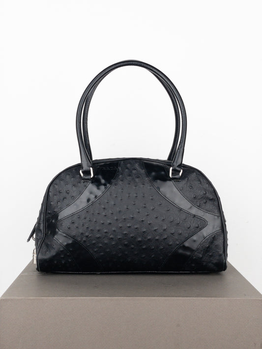 Prada SS00 Ostrich Leather Bowling Shoulder Bag
