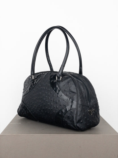 Prada SS00 Ostrich Leather Bowling Shoulder Bag