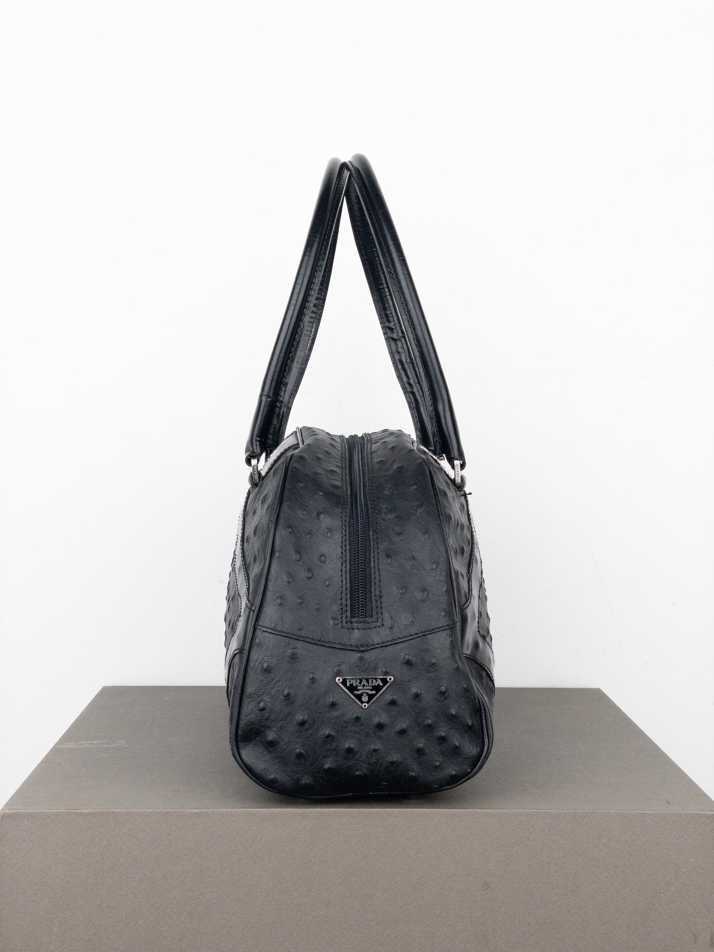 Prada SS00 Ostrich Leather Bowling Shoulder Bag