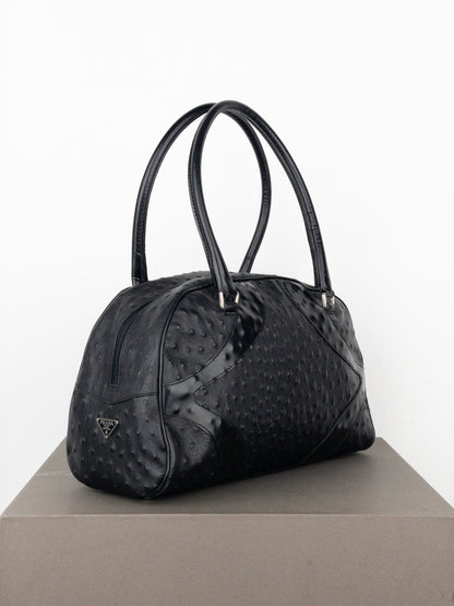 Prada SS00 Ostrich Leather Bowling Shoulder Bag
