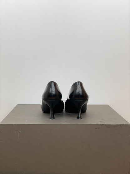 Prada 2000s Pointed Toe Buckle Kitten Heel Pumps