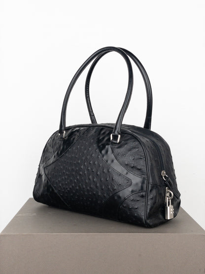 Prada SS00 Ostrich Leather Bowling Shoulder Bag