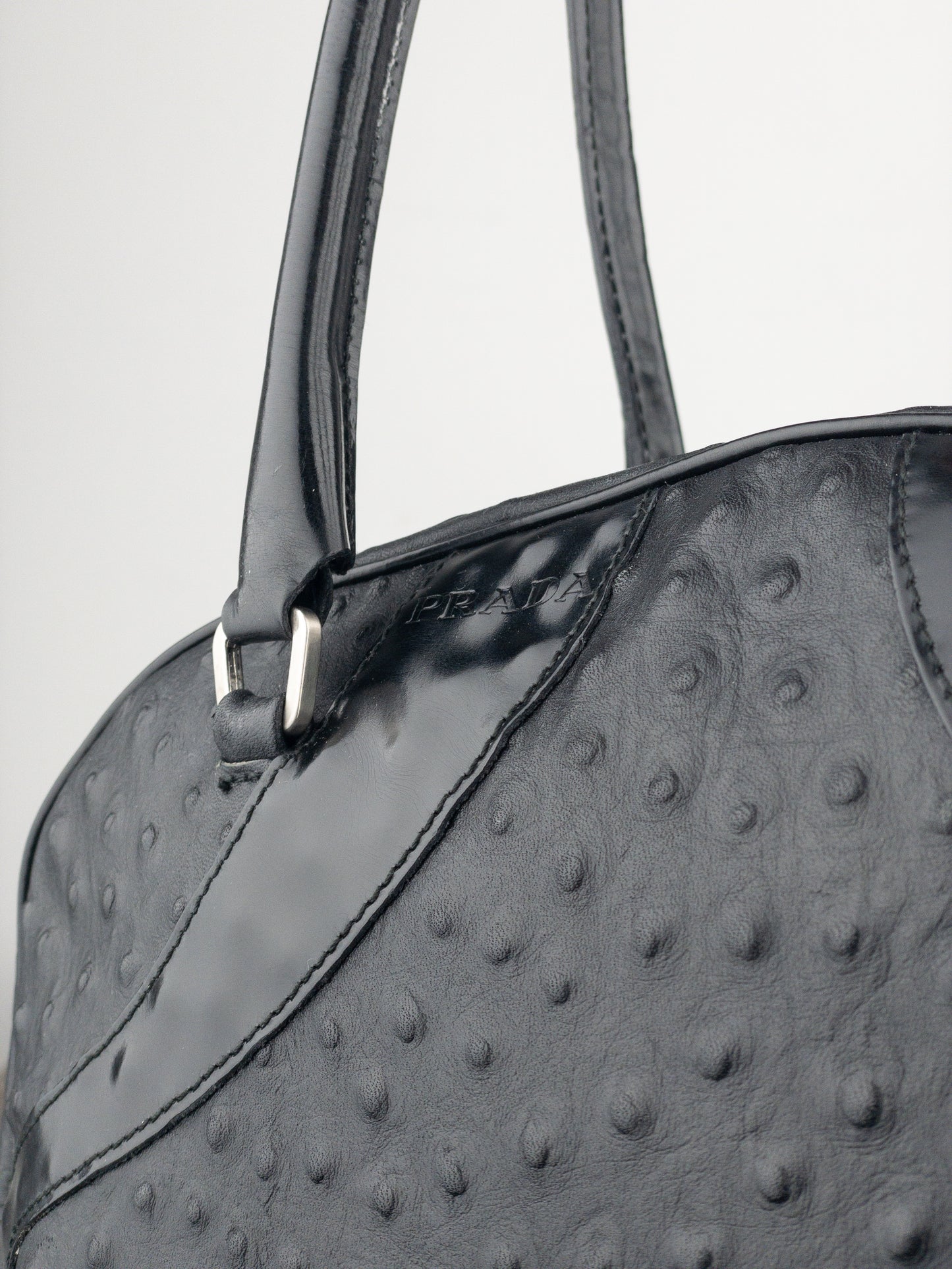Prada SS00 Ostrich Leather Bowling Shoulder Bag