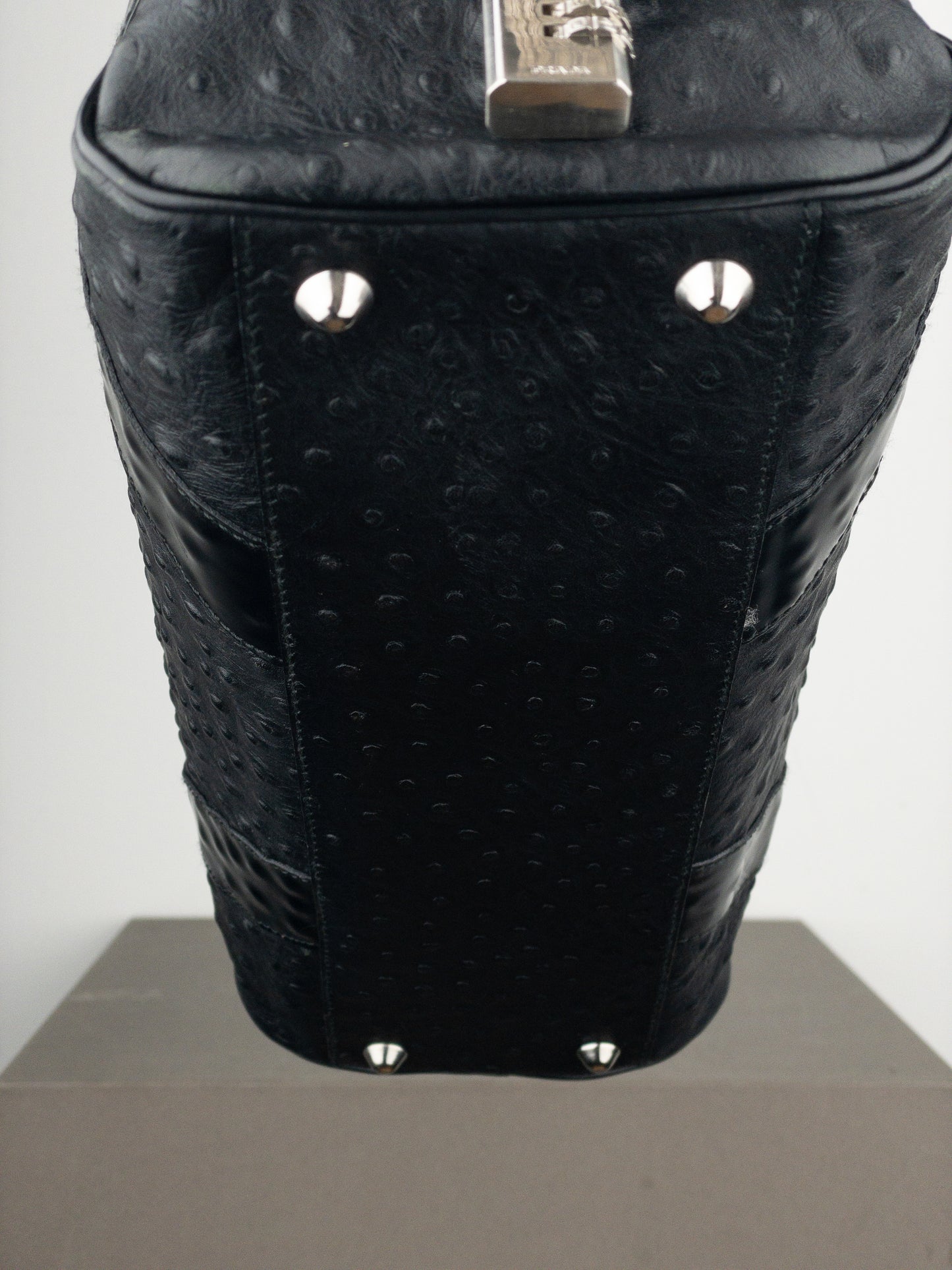 Prada SS00 Ostrich Leather Bowling Shoulder Bag