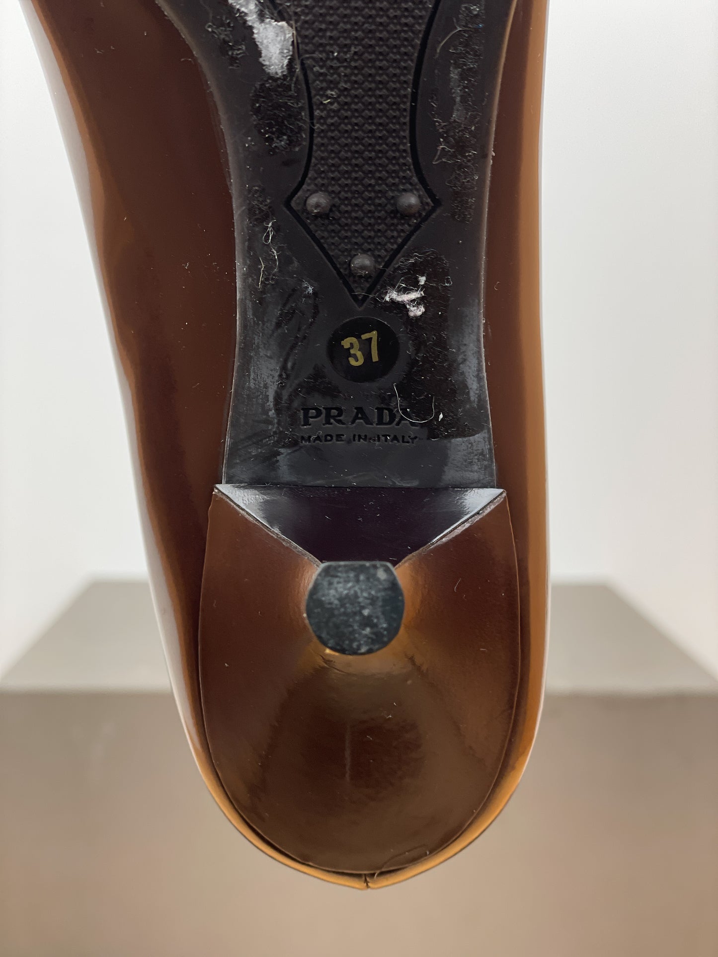 Prada 2000s Pointed Toe Mary Jane Logo Kitten Heels
