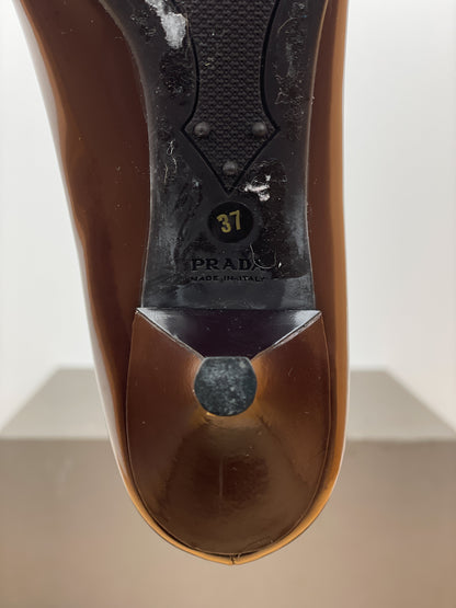 Prada 2000s Pointed Toe Mary Jane Logo Kitten Heels