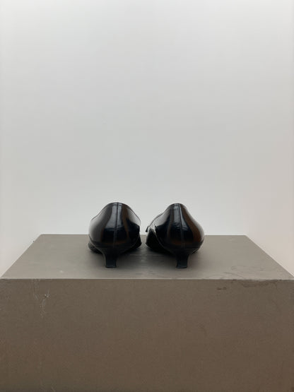 Prada 2000s Square-Toe Buckle-Strap Loafer Kitten Heels