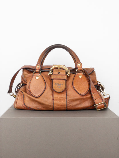 Prada 2000s Cervo Dragon Oro Satchel Handbag