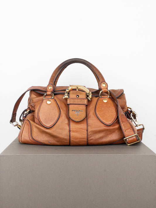 Prada 2000s Cervo Dragon Oro Satchel Handbag