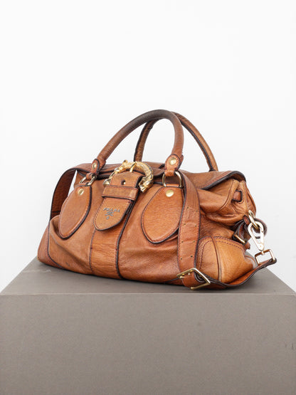 Prada 2000s Cervo Dragon Oro Satchel Handbag