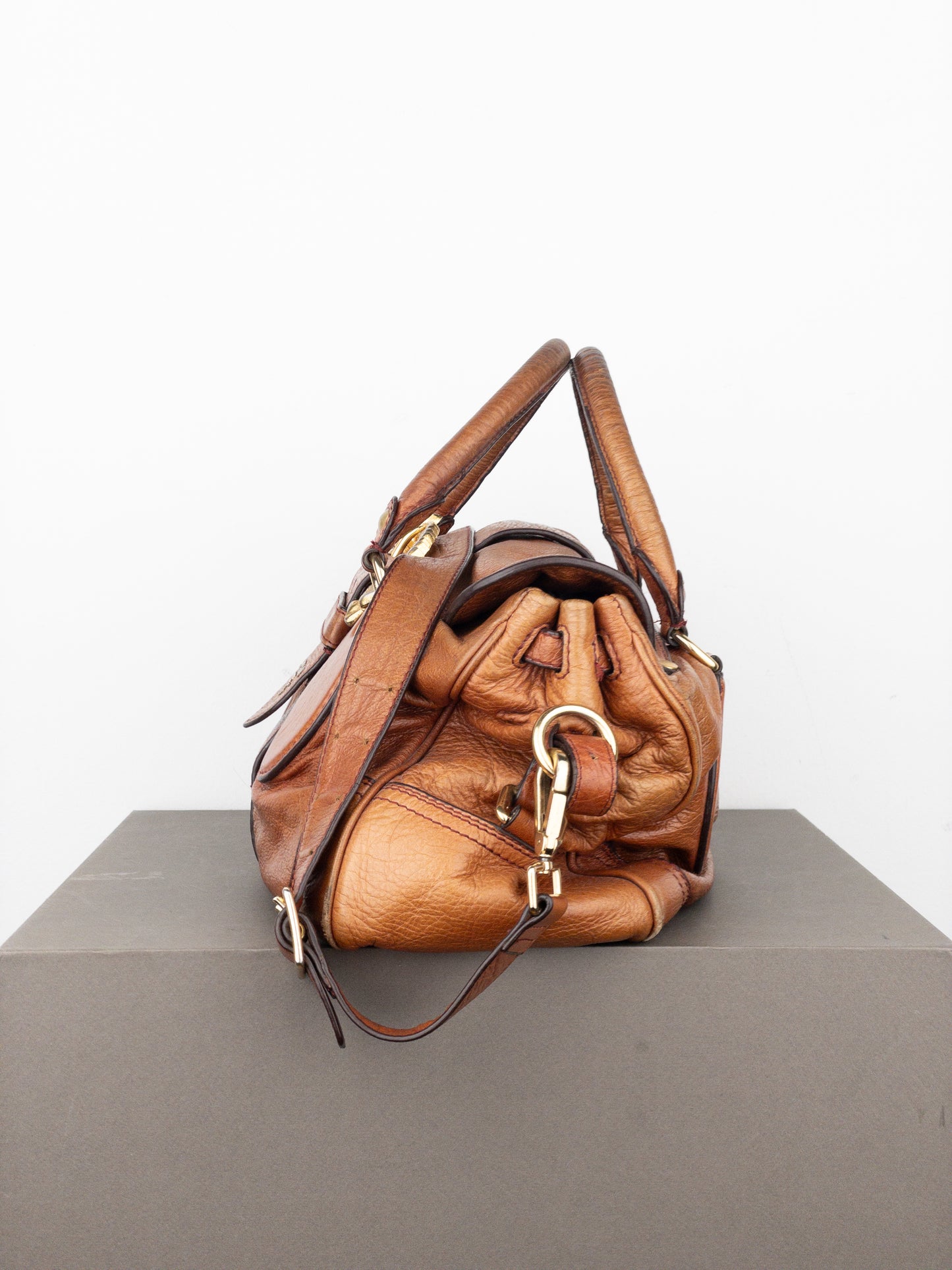 Prada 2000s Cervo Dragon Oro Satchel Handbag