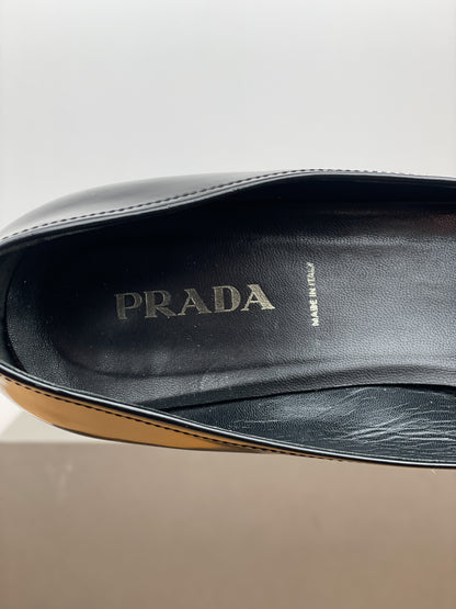 Prada 2000s Square-Toe Buckle-Strap Loafer Kitten Heels