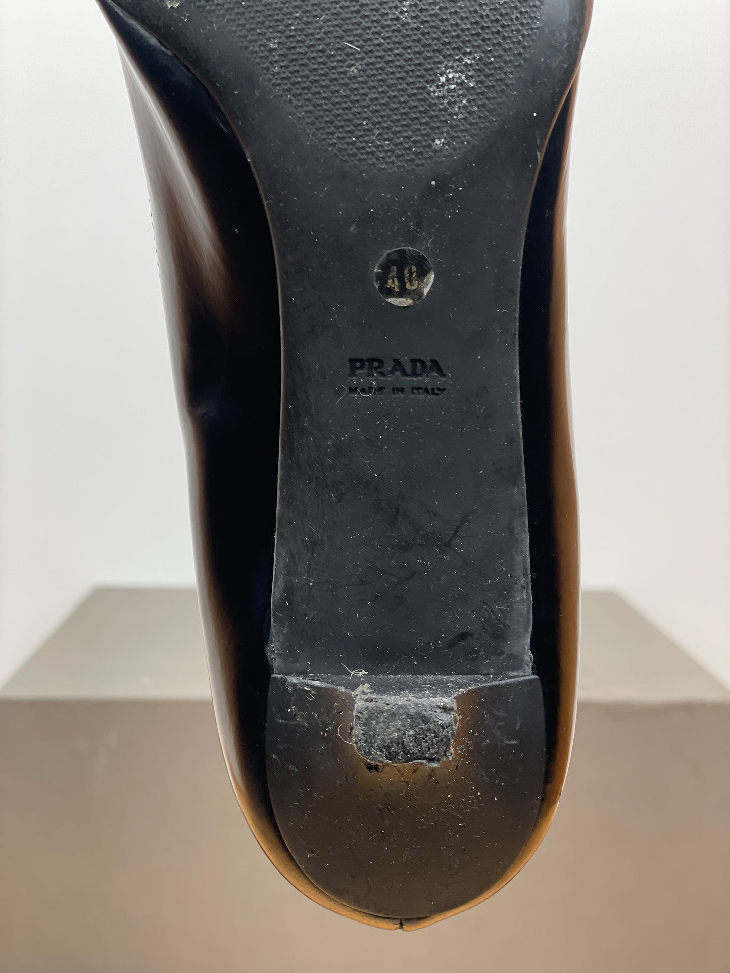 Prada 2000s Square-Toe Buckle-Strap Loafer Kitten Heels