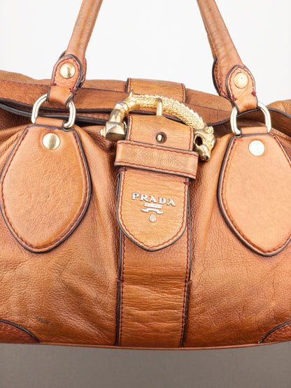Prada 2000s Cervo Dragon Oro Satchel Handbag