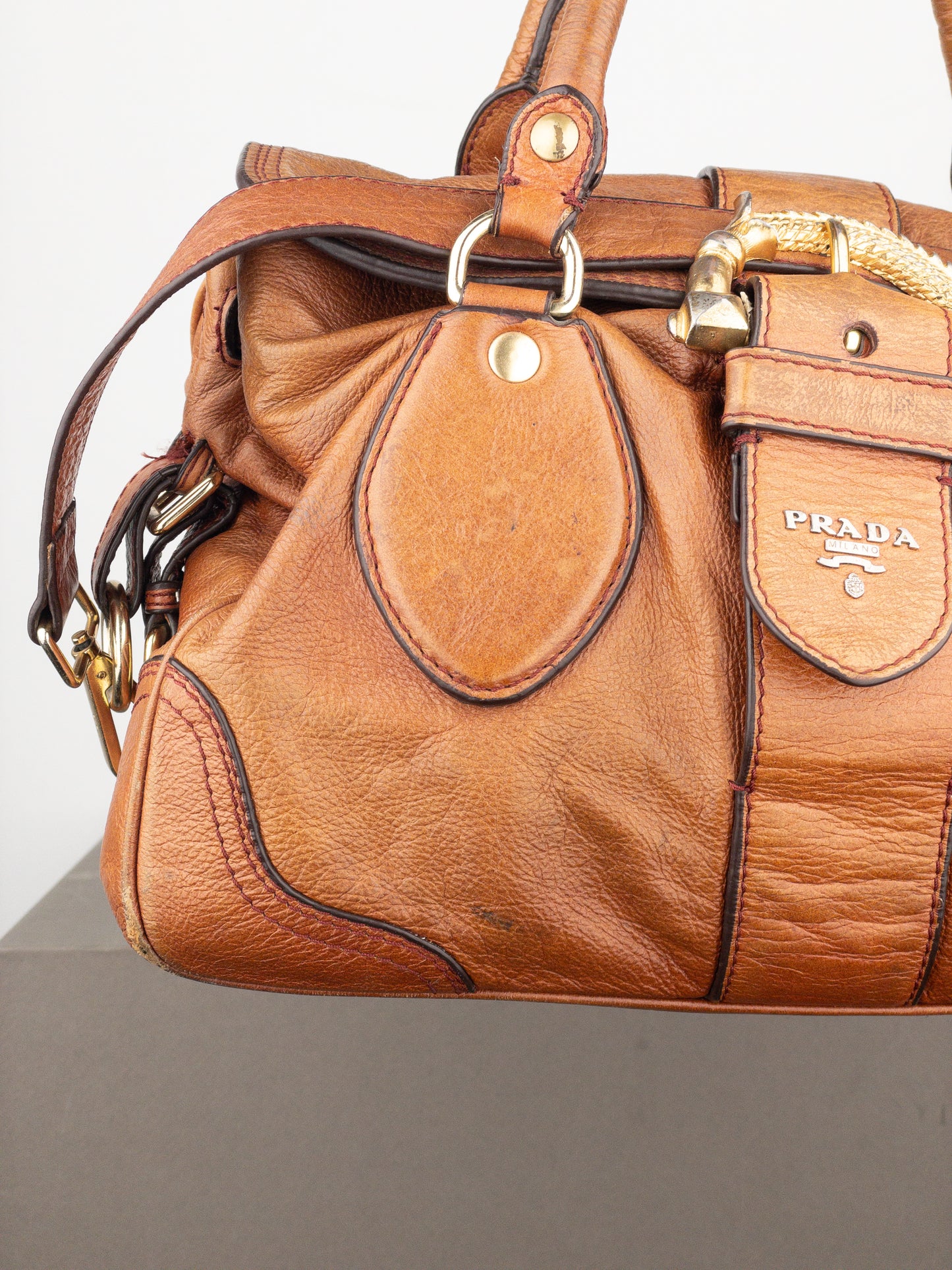 Prada 2000s Cervo Dragon Oro Satchel Handbag