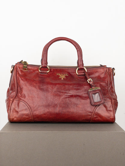 Prada 2000s Vitello Shine Bauletto Handbag