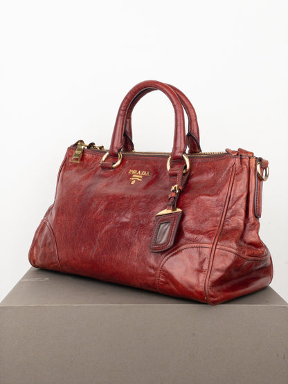 Prada 2000s Vitello Shine Bauletto Handbag