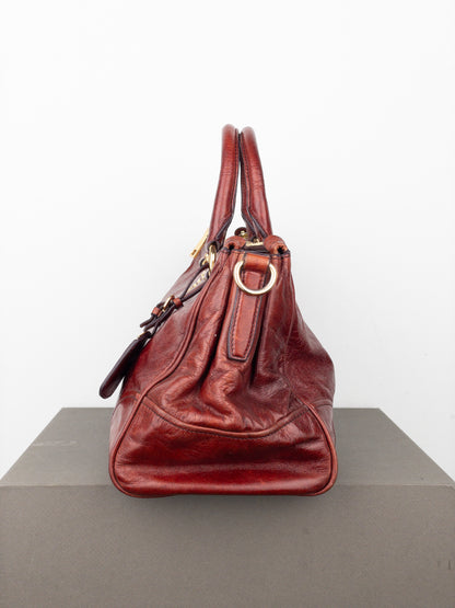 Prada 2000s Vitello Shine Bauletto Handbag