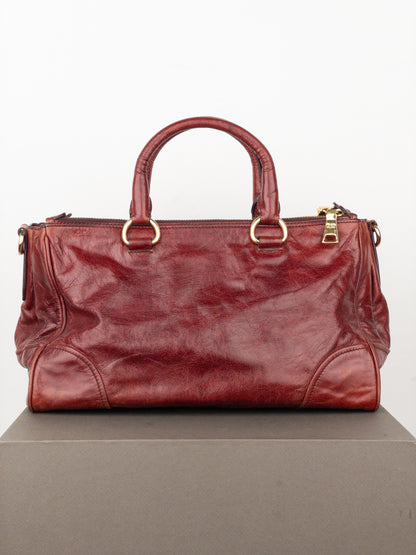 Prada 2000s Vitello Shine Bauletto Handbag