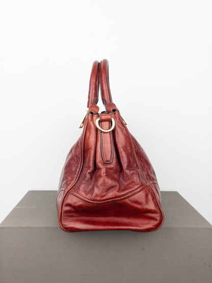 Prada 2000s Vitello Shine Bauletto Handbag