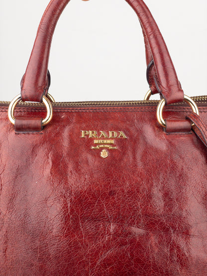 Prada 2000s Vitello Shine Bauletto Handbag
