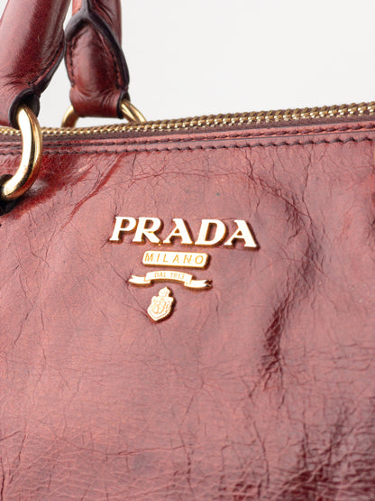 Prada 2000s Vitello Shine Bauletto Handbag