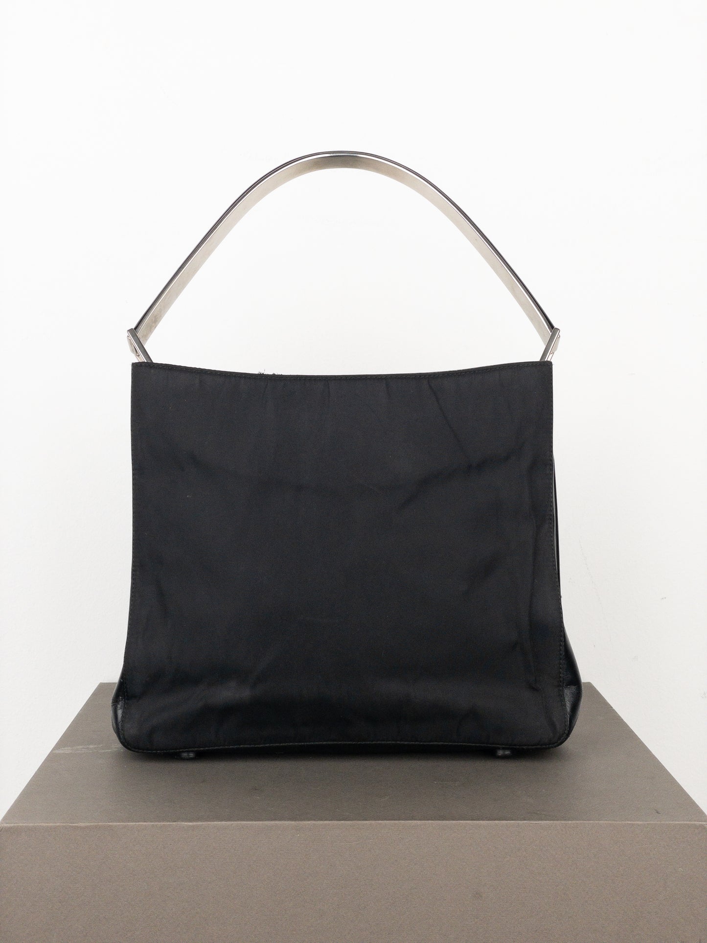 Prada AW98 Vitello Metallo Metal Handle Shoulder Bag