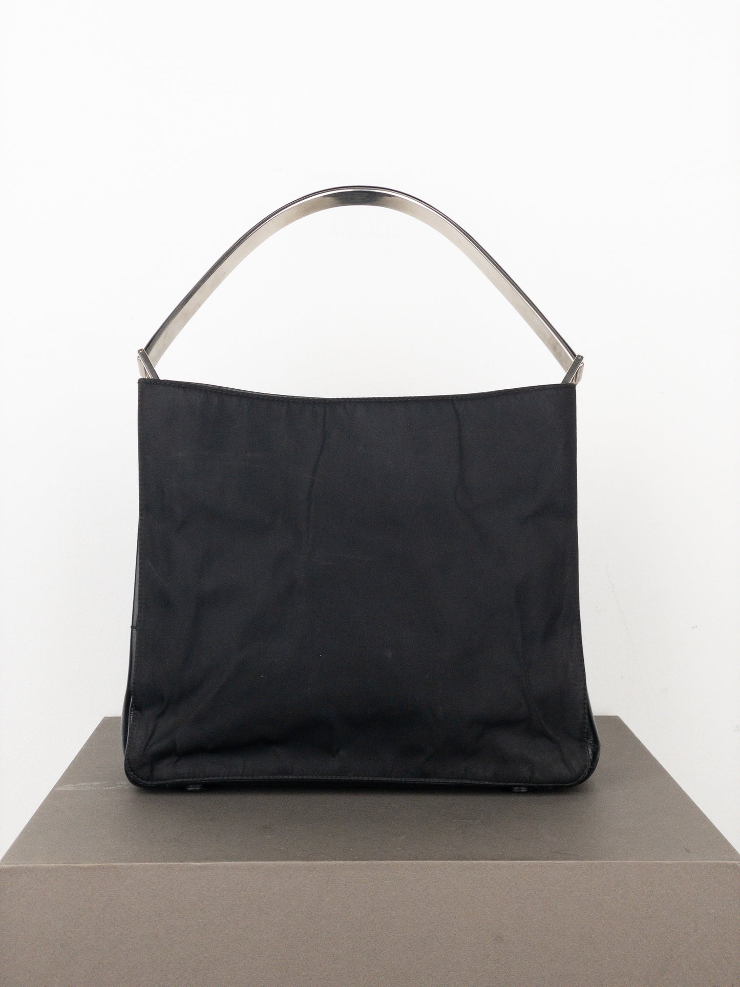 Prada AW98 Vitello Metallo Metal Handle Shoulder Bag