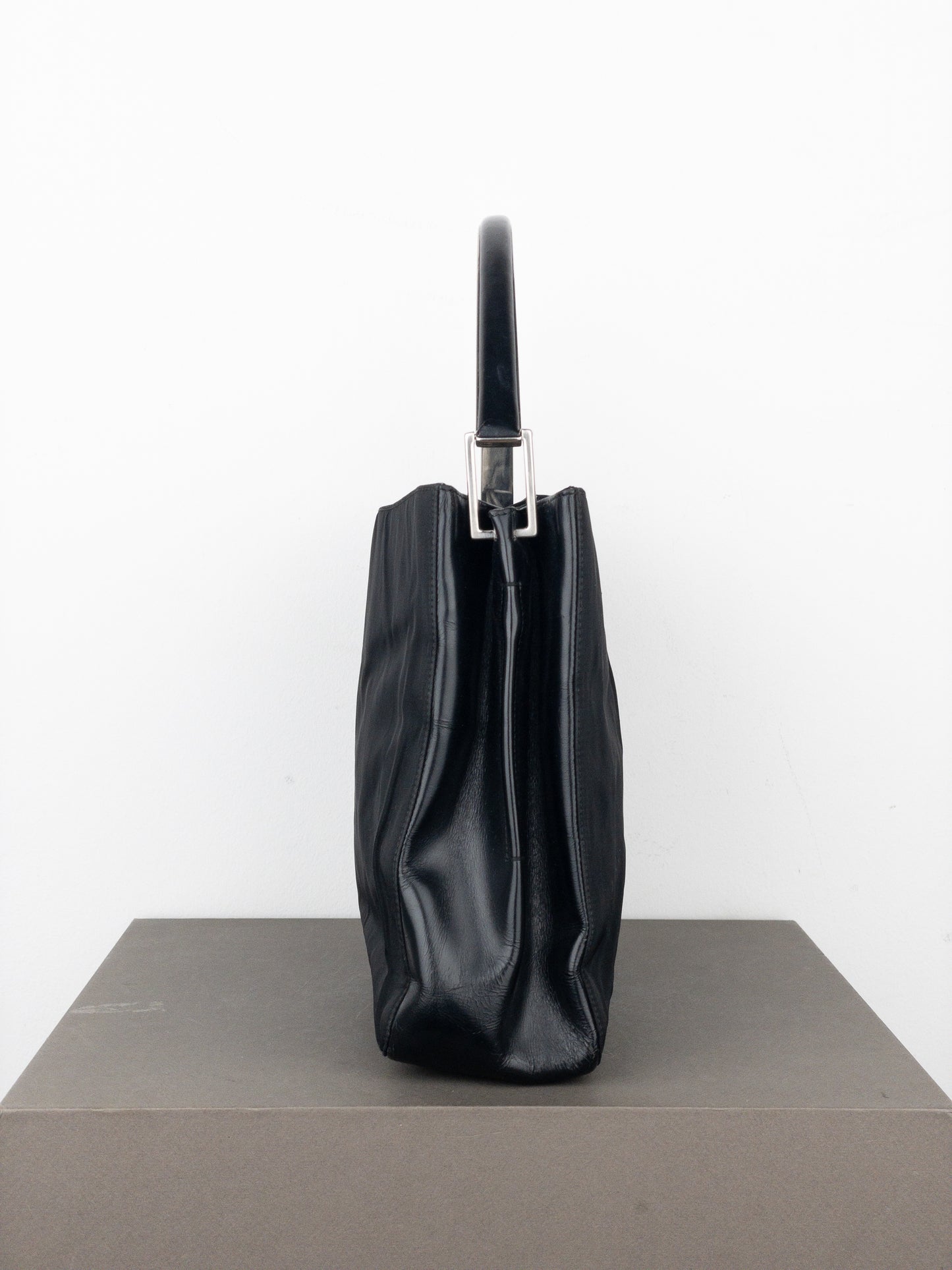 Prada AW98 Vitello Metallo Metal Handle Shoulder Bag