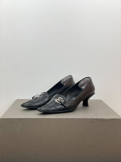 Prada 2000s Buckle Kitten-Heel Pumps