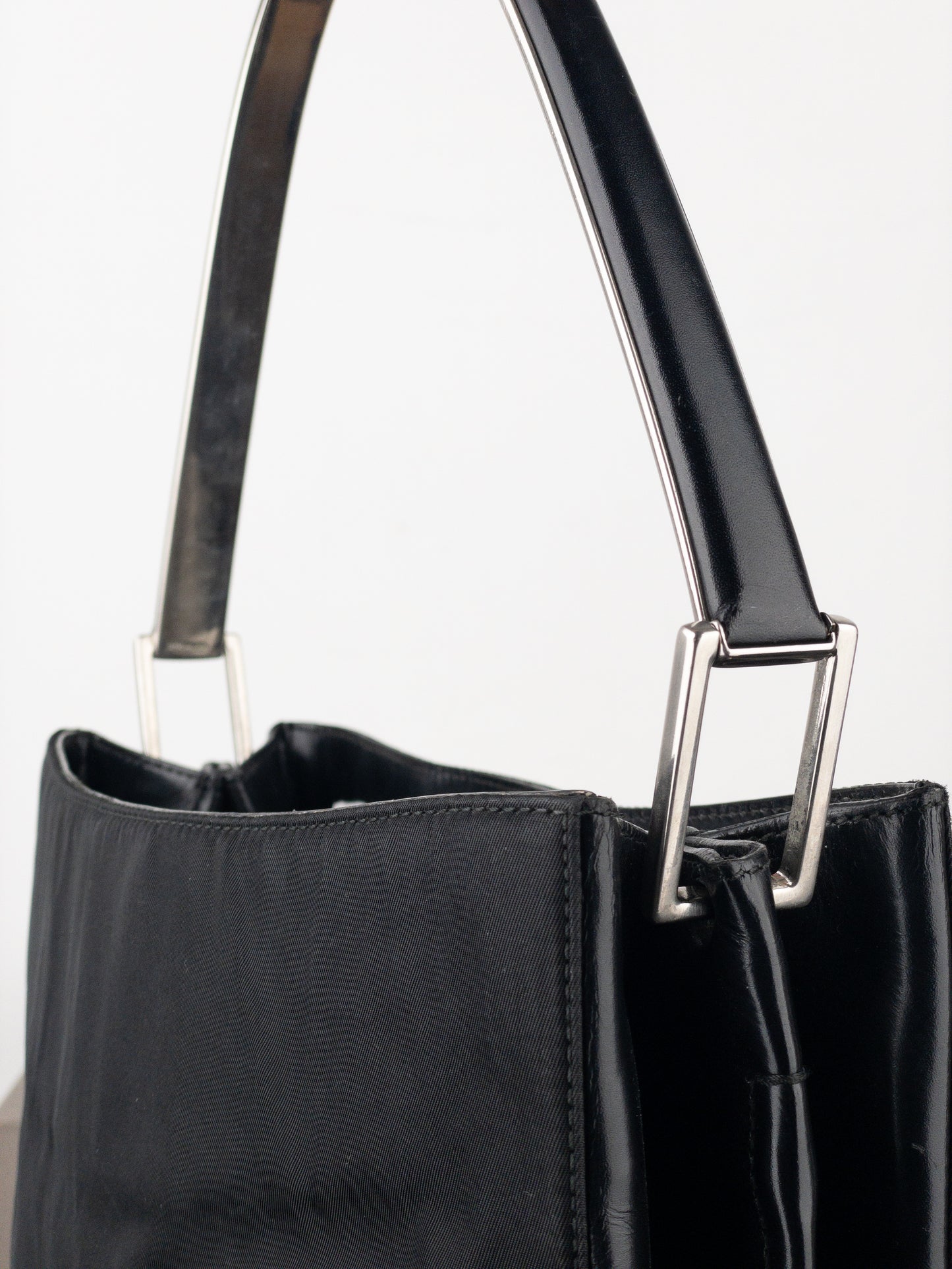 Prada AW98 Vitello Metallo Metal Handle Shoulder Bag