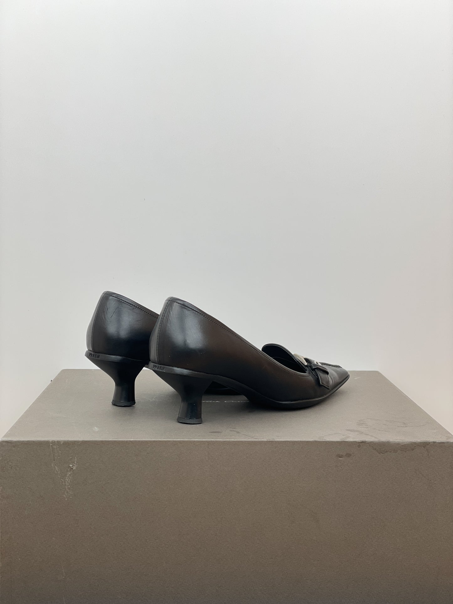 Prada 2000s Buckle Kitten-Heel Pumps