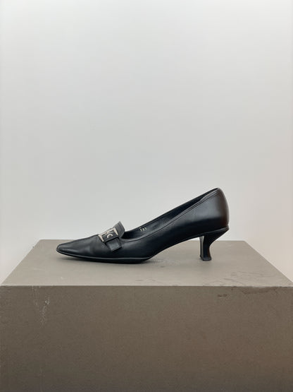 Prada 2000s Buckle Kitten-Heel Pumps