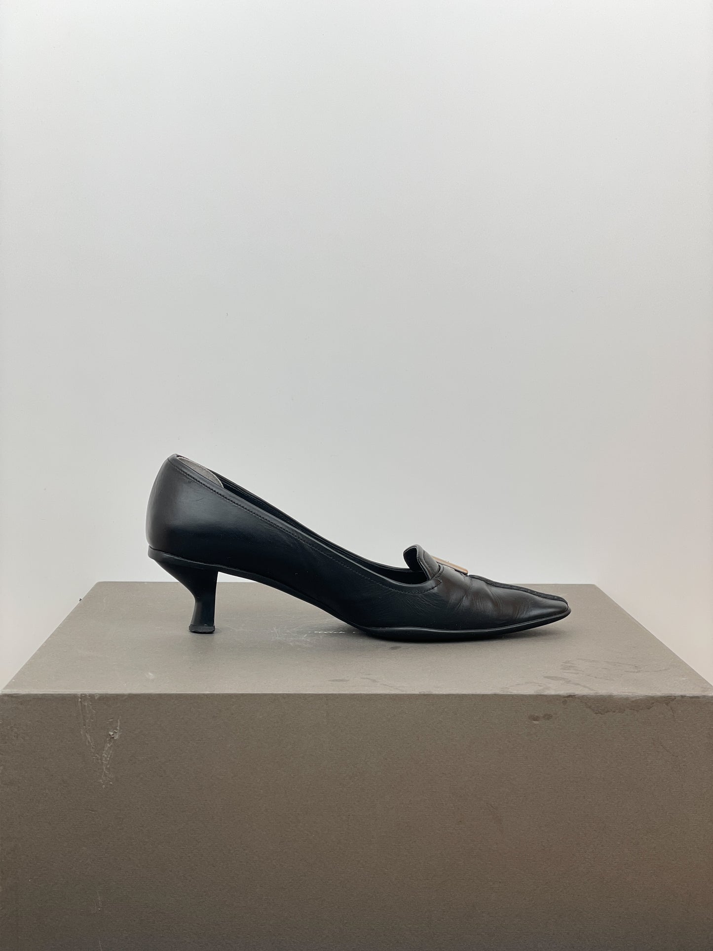 Prada 2000s Buckle Kitten-Heel Pumps