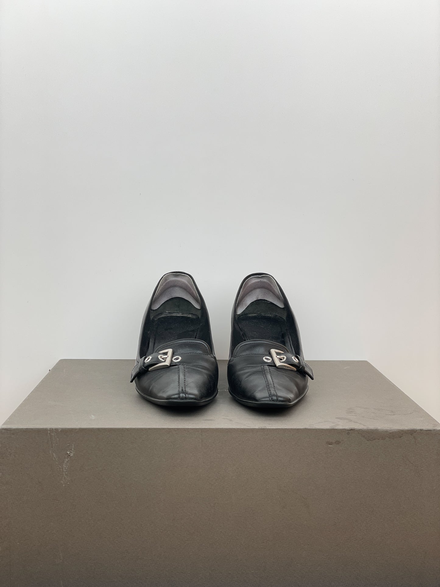 Prada 2000s Buckle Kitten-Heel Pumps