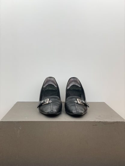 Prada 2000s Buckle Kitten-Heel Pumps