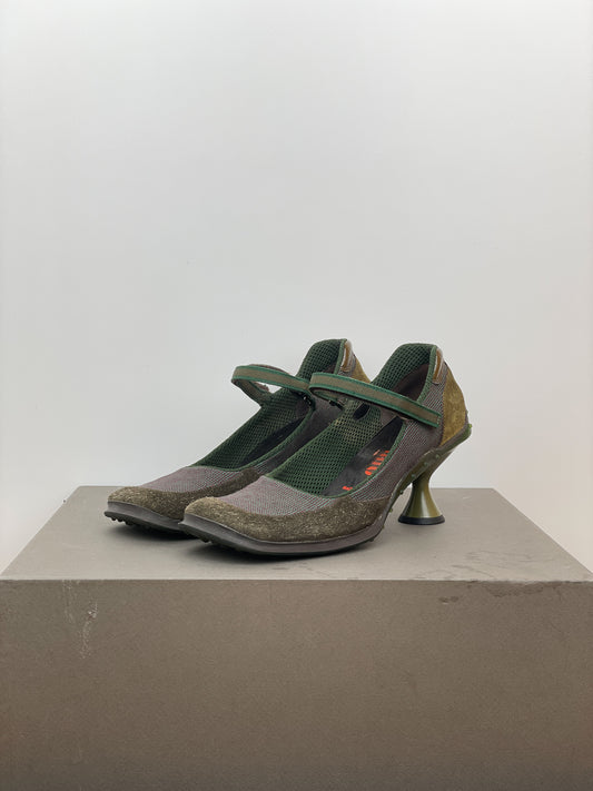 Miu Miu AW99 Square-Toe Bubble-Sole Mary Jane Pump Heels