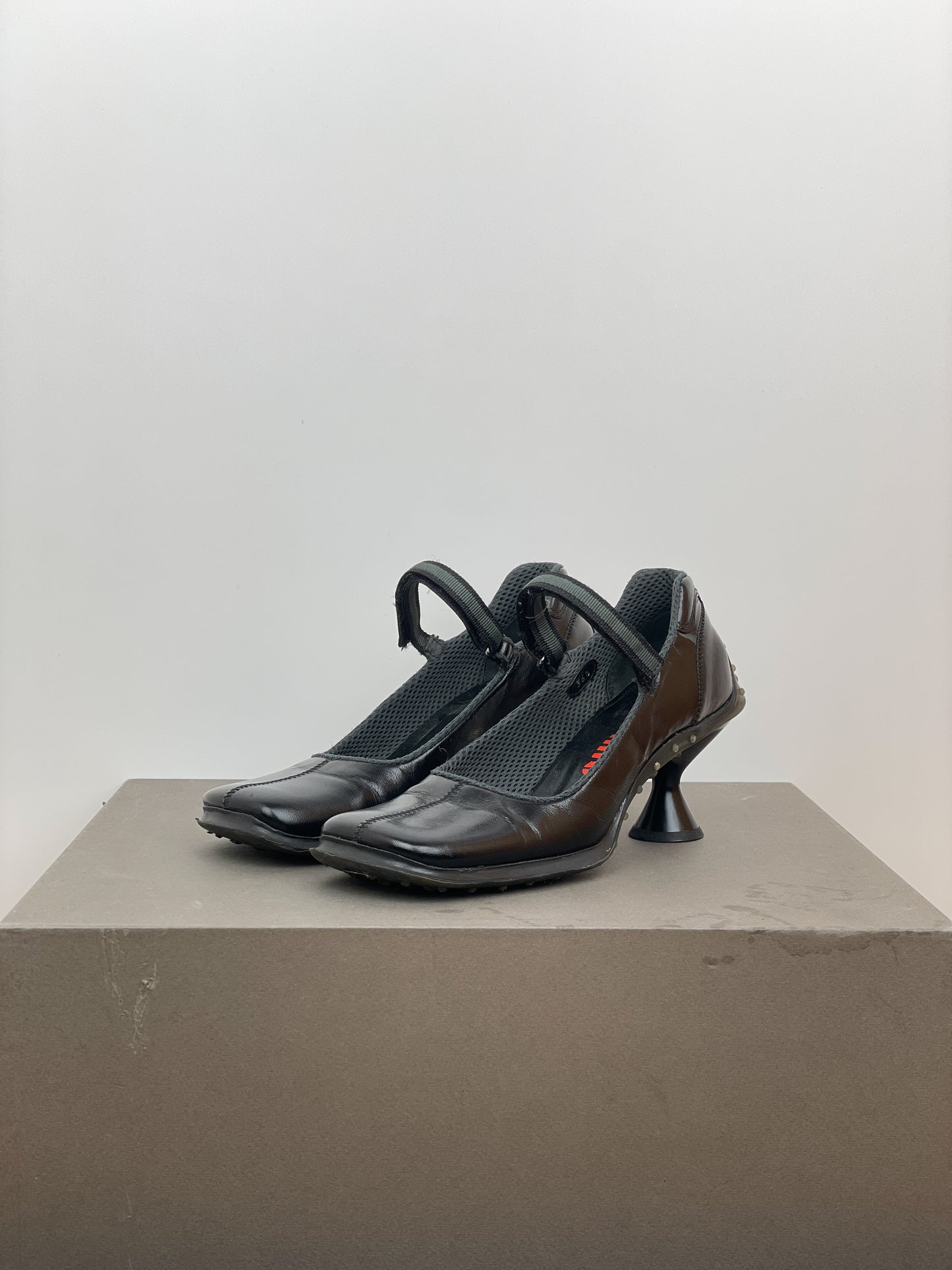 Miu Miu AW99 Square Toe Bubble-Sole Mary Jane Pump Heels