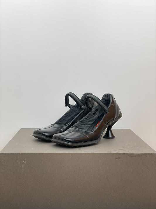 Miu Miu AW99 Square Toe Bubble-Sole Mary Jane Pump Heels