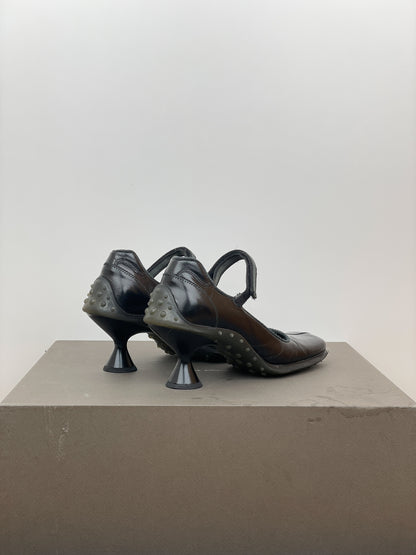 Miu Miu AW99 Square Toe Bubble-Sole Mary Jane Pump Heels